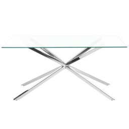 Beliani Dining Table Cora Silver 160 Cm 90 Cm Tempered Glass - thumbnail 4