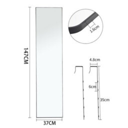 Living And Home Black Rectangle Full Length Mirror Wall Mounted Or Over The Door Floor Mirror Framed Mirror 37 X 147 Cm - thumbnail 9