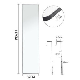Living And Home Black Rectangle Full Length Mirror Wall Mounted Or Over The Door Floor Mirror Framed Mirror 37 X 147 Cm - thumbnail 6