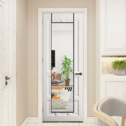 Living And Home Black Rectangle Full Length Mirror Wall Mounted Or Over The Door Floor Mirror Framed Mirror 37 X 147 Cm - thumbnail 2