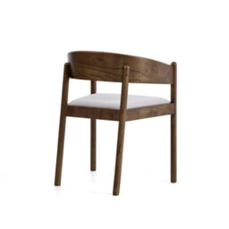 Maplen Light Brown Textured Fabric Dining Chair With Walnut Effect Elm Frame - thumbnail 5