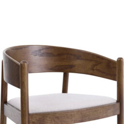 Maplen Light Brown Textured Fabric Dining Chair With Walnut Effect Elm Frame - thumbnail 6