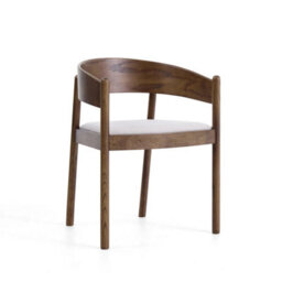 Maplen Light Brown Textured Fabric Dining Chair With Walnut Effect Elm Frame