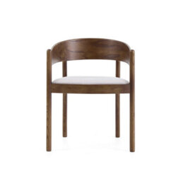 Maplen Light Brown Textured Fabric Dining Chair With Walnut Effect Elm Frame - thumbnail 2