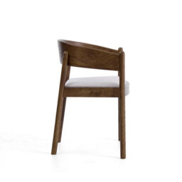 Maplen Light Brown Textured Fabric Dining Chair With Walnut Effect Elm Frame - thumbnail 3