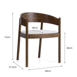 Maplen Light Brown Textured Fabric Dining Chair With Walnut Effect Elm Frame - thumbnail 8