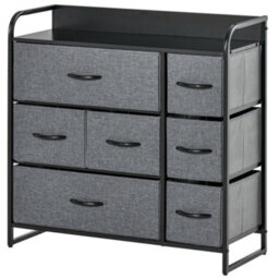 Homcom 3-Tier Fabric Bedroom Dresser With 7 Foldable Drawers, Grey - thumbnail 2