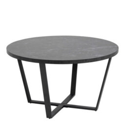 Wyld Haus Stovring Black Marble-Effect Round Coffee Table With Black Hairpin Legs 770mm - thumbnail 2