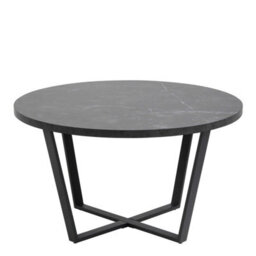 Wyld Haus Stovring Black Marble-Effect Round Coffee Table With Black Hairpin Legs 770mm - thumbnail 3