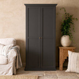 Wyld Haus Osaka Farmhouse Dark Grey 2-Door Matt Wooden Wardrobe - thumbnail 1