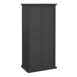 Wyld Haus Osaka Farmhouse Dark Grey 2-Door Matt Wooden Wardrobe - thumbnail 2