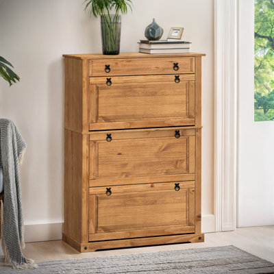Mercers Furniture Corona 1 Drawer 3 Shelf Shoe Rack Chest Solid Wood Pine Antique Wax Wooden - image 1