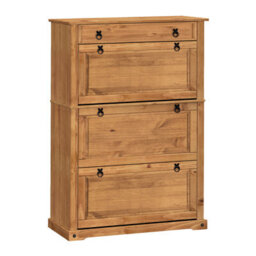 Mercers Furniture Corona 1 Drawer 3 Shelf Shoe Rack Chest Solid Wood Pine Antique Wax Wooden - thumbnail 2
