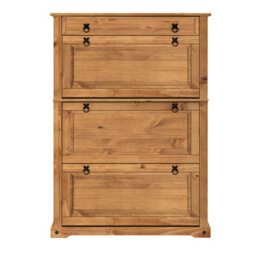 Mercers Furniture Corona 1 Drawer 3 Shelf Shoe Rack Chest Solid Wood Pine Antique Wax Wooden - thumbnail 3