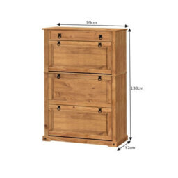 Mercers Furniture Corona 1 Drawer 3 Shelf Shoe Rack Chest Solid Wood Pine Antique Wax Wooden - thumbnail 4