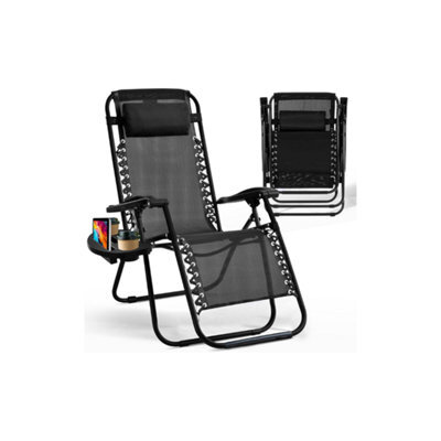 H4H 2 Pack Zero Gravity Garden Reclining Chairs Folding Outdoor Loungers With Cup Holder Adjustable Headrest Patio Camping Chairs - image 1