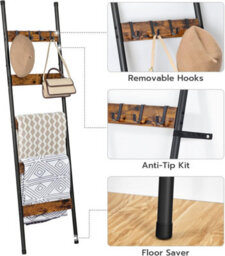 HOOBRO Blanket Ladder, Towel Rack With Hooks, Towel Ladder, 5-Tier Wall-Leaning Blanket Rack, Decorative Display Ladder Shelf, For Scarve - thumbnail 5