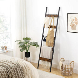 HOOBRO Blanket Ladder, Towel Rack With Hooks, Towel Ladder, 5-Tier Wall-Leaning Blanket Rack, Decorative Display Ladder Shelf, For Scarve - thumbnail 3