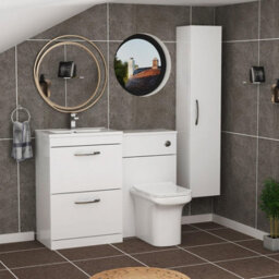 Royal Bathrooms Turin 1100mm Gloss White 2-Drawers Minimalist Basin With Crosby Back To Wall Toilet Pack - thumbnail 3