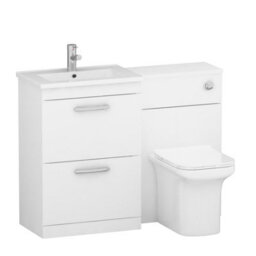 Royal Bathrooms Turin 1100mm Gloss White 2-Drawers Minimalist Basin With Crosby Back To Wall Toilet Pack - thumbnail 4