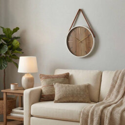 Urbn-Living Wall Clock 38Cm Leather Strap Silent Quartz Battery Powered Metal Frame - thumbnail 4
