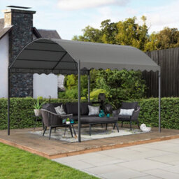 Living And Home Dark Grey Canopy Outdoor Arched Pergola Shelter Sunshade Awning With Metal Frame 3X3M