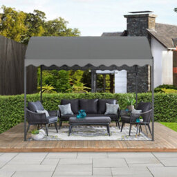 Living And Home Dark Grey Canopy Outdoor Arched Pergola Shelter Sunshade Awning With Metal Frame 3X3M - thumbnail 2