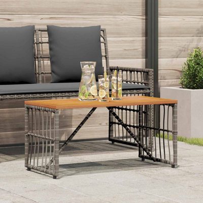 Walplus Outdoor Table Grey 80 X 40 X 40 Cm Steel And Poly Rattan - image 1