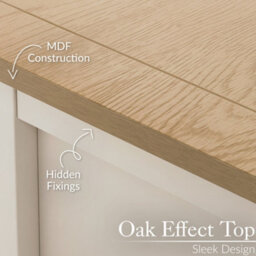 Christow Tv Stand With Storage Oak-Effect Top 2 Drawers Shelf Cream H45 X W118 X D40Cm - thumbnail 5