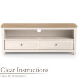 Christow Tv Stand With Storage Oak-Effect Top 2 Drawers Shelf Cream H45 X W118 X D40Cm - thumbnail 4