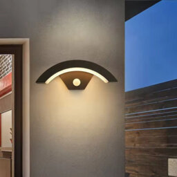 Outdoor Waterproof Infrared Motion Sensor Wall Lamp Garden Balcony Entrance Moon Shaped Light - thumbnail 2