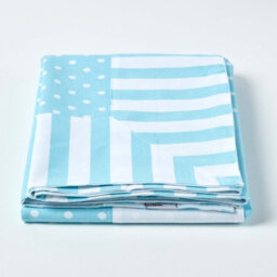 Homescapes Cotton Blue Polka Dots And Stripes Sofa Throw - thumbnail 2