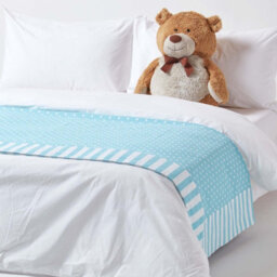 Homescapes Cotton Blue Polka Dots And Stripes Sofa Throw - thumbnail 6
