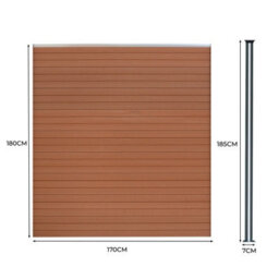 MonsterShop Composite Fence Panels Kit X 4, Angled Piece & Posts X 5 Set - Brown - thumbnail 5
