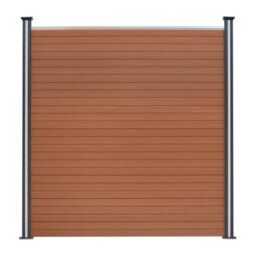 MonsterShop Composite Fence Panels Kit X 4, Angled Piece & Posts X 5 Set - Brown - thumbnail 2