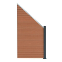 MonsterShop Composite Fence Panels Kit X 4, Angled Piece & Posts X 5 Set - Brown - thumbnail 9