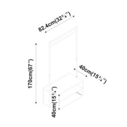 Urbn-Living Urbnliving 170Cm Height Wooden Shoe Rack Shelf Storage & Metal Clothes Coat Garment Hanging Display Rail White Colour - thumbnail 3