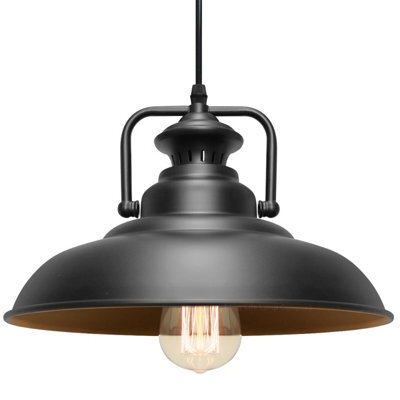Long Life Lamps Company Retro Industrial Vintage Ceiling Pendant Light Black Metal Lamp Shade M0076 - image 1