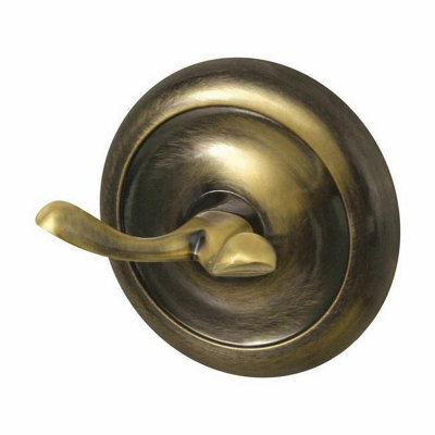 Bisk Retro Bathroom Antique Brass Wall Mounted Dressing-Gown Towel Double Hook Hanger - image 1
