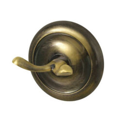 Bisk Retro Bathroom Antique Brass Wall Mounted Dressing-Gown Towel Double Hook Hanger - thumbnail 3