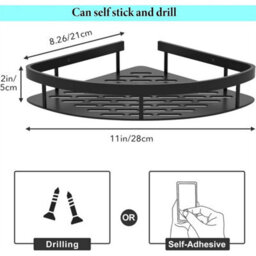 4Pc Space Black-Bathroom Corner Shower Shelf Shampoo Soap Holder Rack Storage Organiser - thumbnail 3
