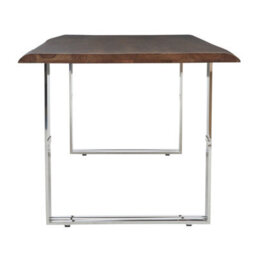 Orsina Natural And Silver Dining Table, Natural Wood Top Dining Room Table, Stainless Steel Loop Base Design - thumbnail 3