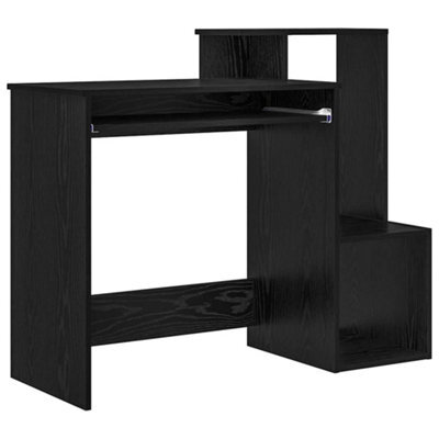 Berkfield Stylish Black Oak Computer Desk Black Oak Engineered Wood, Mdf Medium - image 1