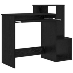 Berkfield Stylish Black Oak Computer Desk Black Oak Engineered Wood, Mdf Medium - thumbnail 5