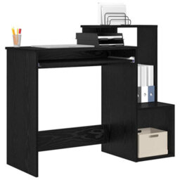 Berkfield Stylish Black Oak Computer Desk Black Oak Engineered Wood, Mdf Medium - thumbnail 3