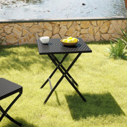 Living And Home Black Square Portable Rattan Effect Tabletop Folding Outdoor Bistro Dinging Table 61Cm W X 61Cm D - thumbnail 2
