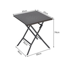 Living And Home Black Square Portable Rattan Effect Tabletop Folding Outdoor Bistro Dinging Table 61Cm W X 61Cm D - thumbnail 7