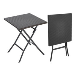 Living And Home Black Square Portable Rattan Effect Tabletop Folding Outdoor Bistro Dinging Table 61Cm W X 61Cm D - thumbnail 6