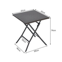 Living And Home Black Square Portable Rattan Effect Tabletop Folding Outdoor Bistro Dinging Table 61Cm W X 61Cm D - thumbnail 9