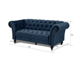 Home Detail Mayfair Velvet Fabric 3 Seater Sofa, Midnight Blue - thumbnail 8